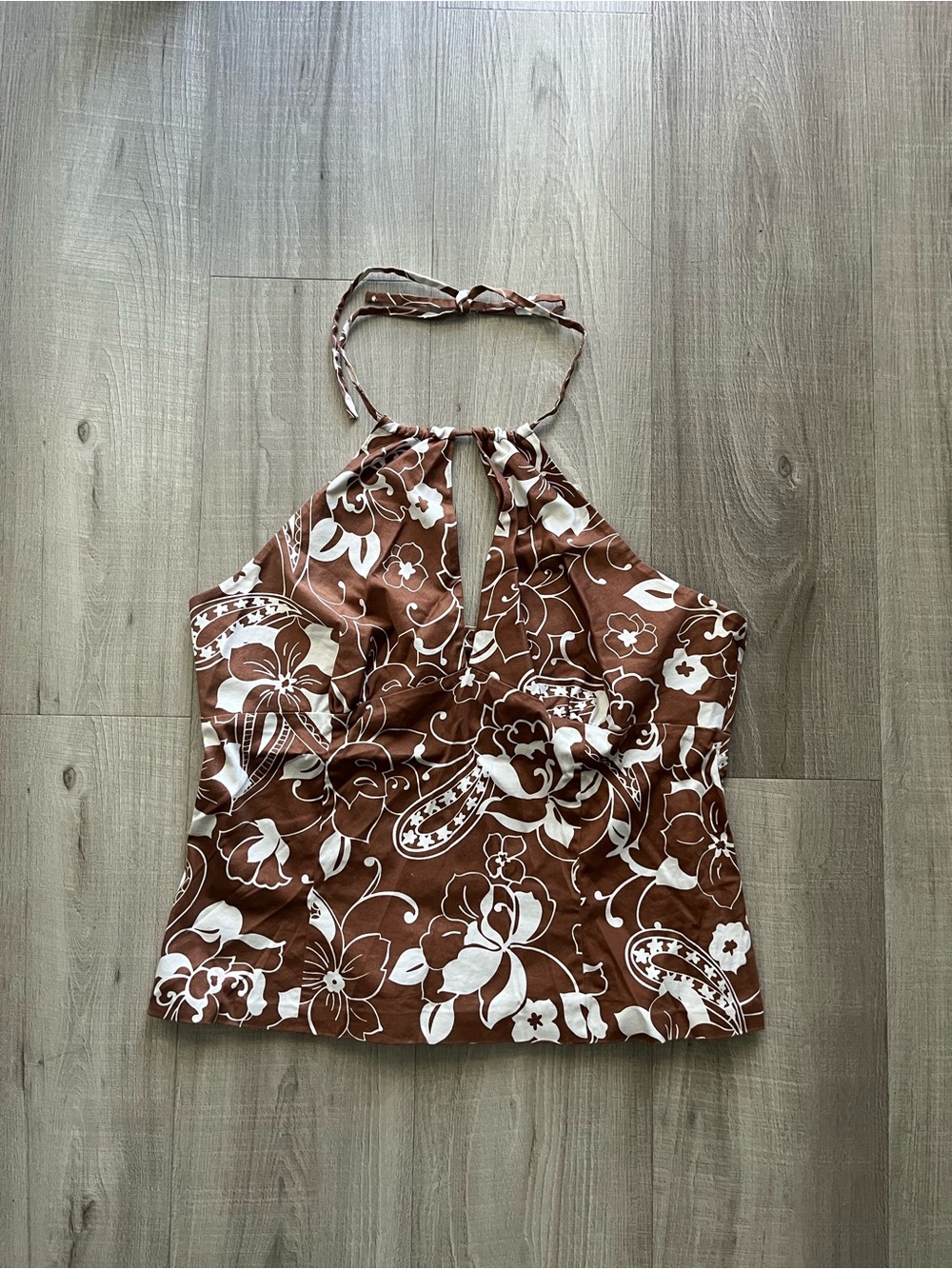 INC International Concepts Brown & White Floral Halter Camisole